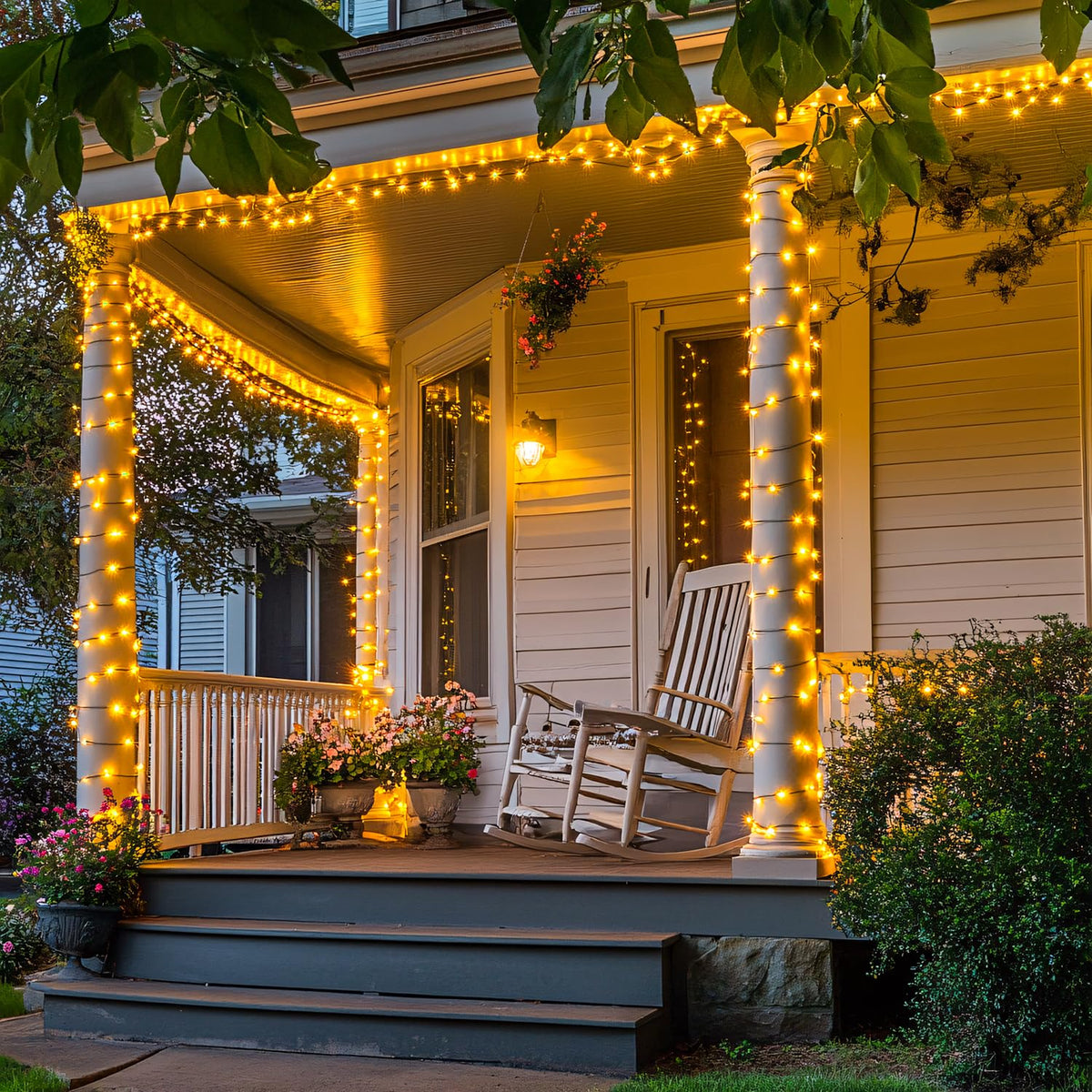 JMEXSUSS warm white twinkle lights create cozy ambience for garden or balcony.