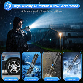 JMNGSHU IPX7 waterproof aluminum flashlight endures rain and drops