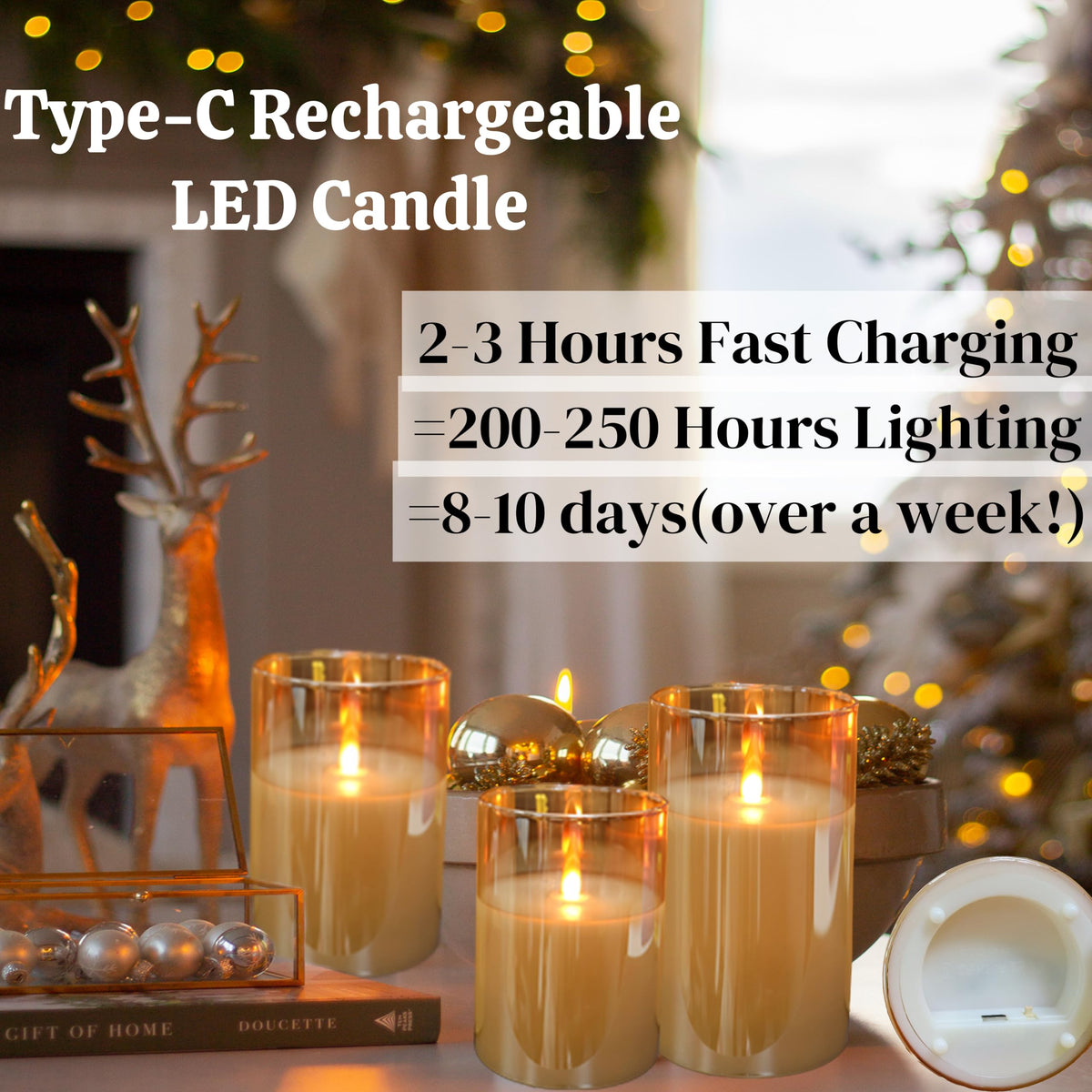 JMTONE timer function candles enable automatic daily lighting routines.