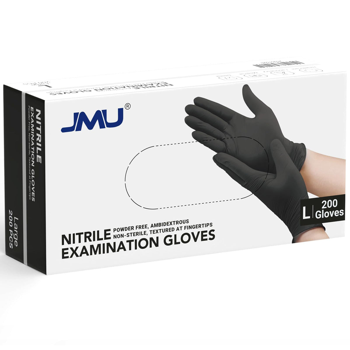 JMU Black Nitrile Gloves box for quick access in busy settings