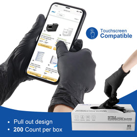 JMU food-grade black nitrile gloves for safe food handling and prep.