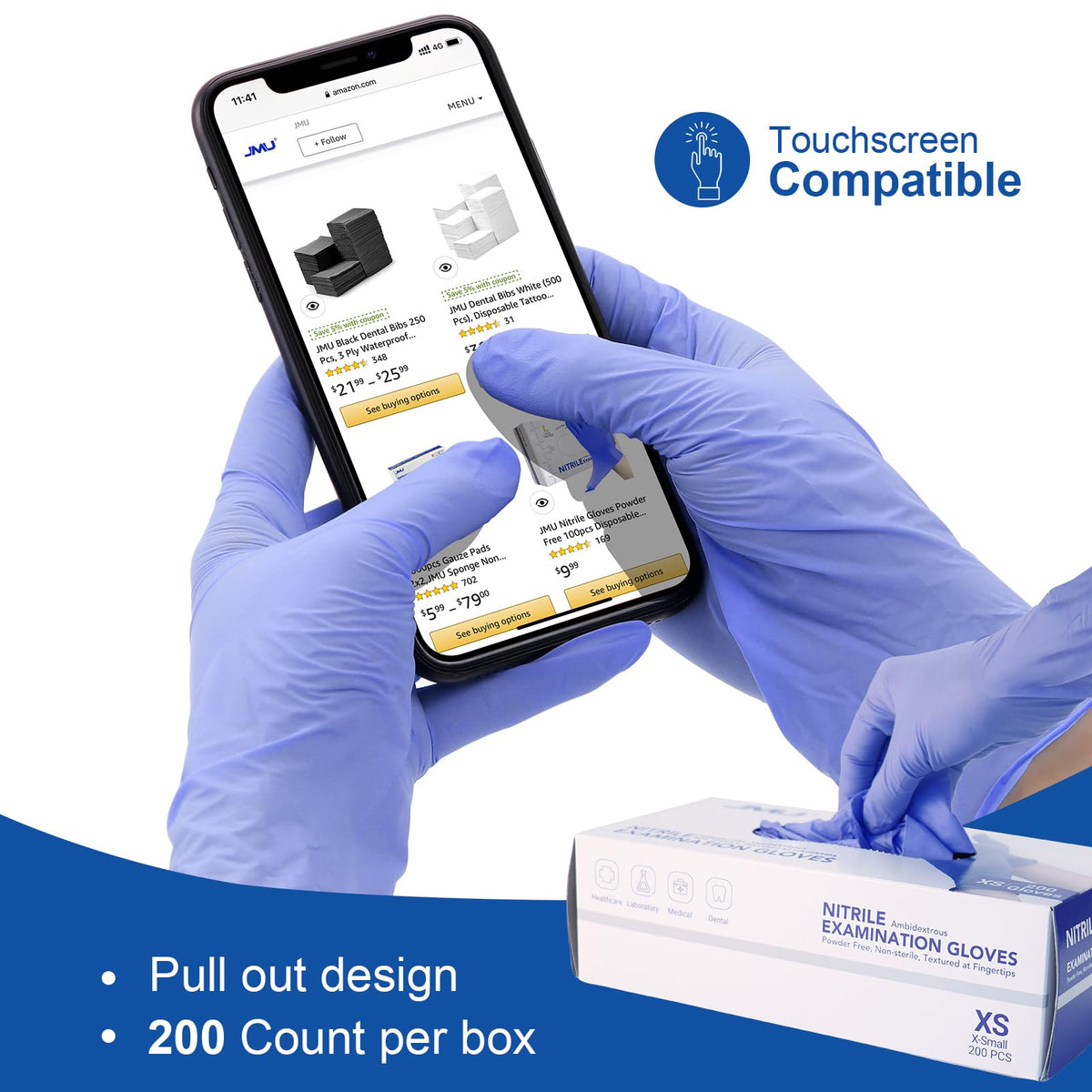 JMU nitrile gloves powder-free latex-free for sensitive skin