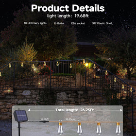 Jnaurb solar string lights offer 8 modes with memory for mood flexibility