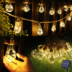 Jnaurb solar outdoor string lights provide 20ft of warm vintage glow for patios