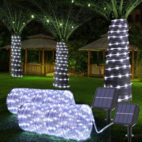 Jnaurb solar rope lights 132ft 400LED illuminate large outdoor spaces