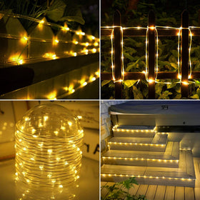 Jnaurb solar rope lights install easily with ground panel for sun-powered setup