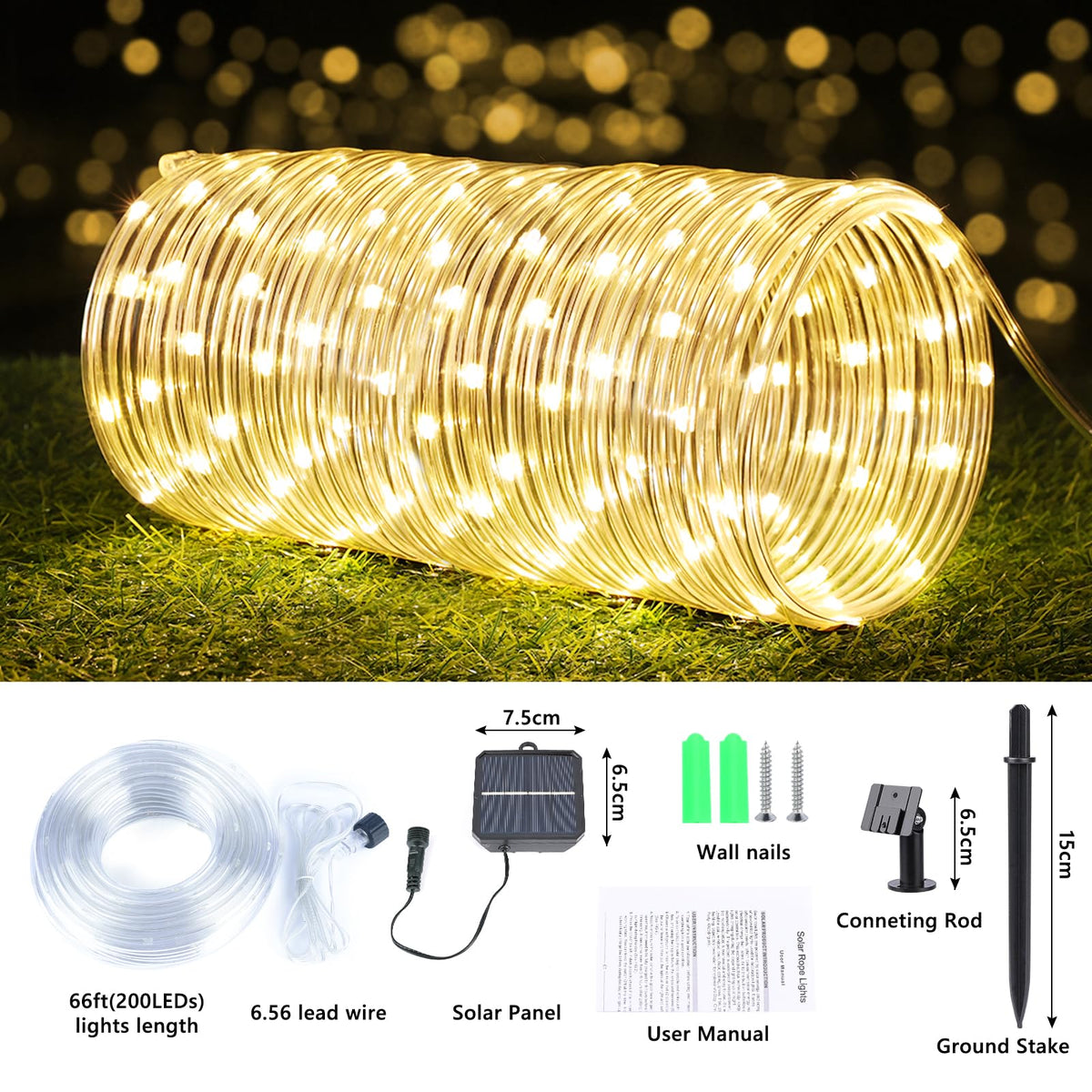 Jnaurb rope lights along a fence offer decorative lighting with weather resistance
