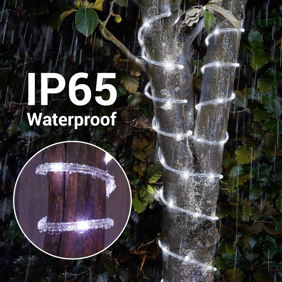Jnaurb rope lights setup along a patio for inviting space