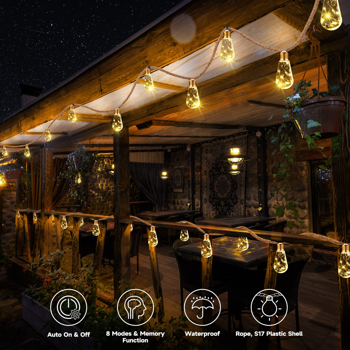 Jnaurb vintage hemp rope lights add rustic ambiance to patios and balconies
