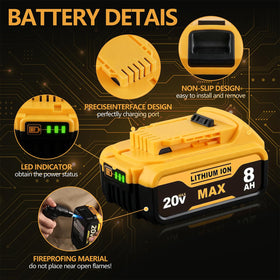 Jnfkldsb 8-amp-hour battery delivers longer runtime for cordless tools.