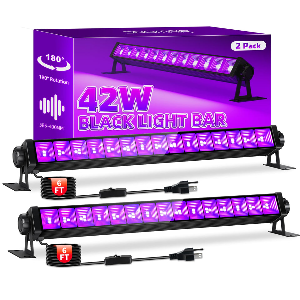 JNGMAIR 42W black light bar LED panel brightens neon artwork across room