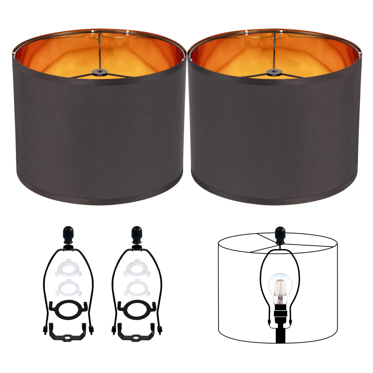 JNIBOAO black drum lamp shade collection with 11.8 inch diameter for versatile lighting.