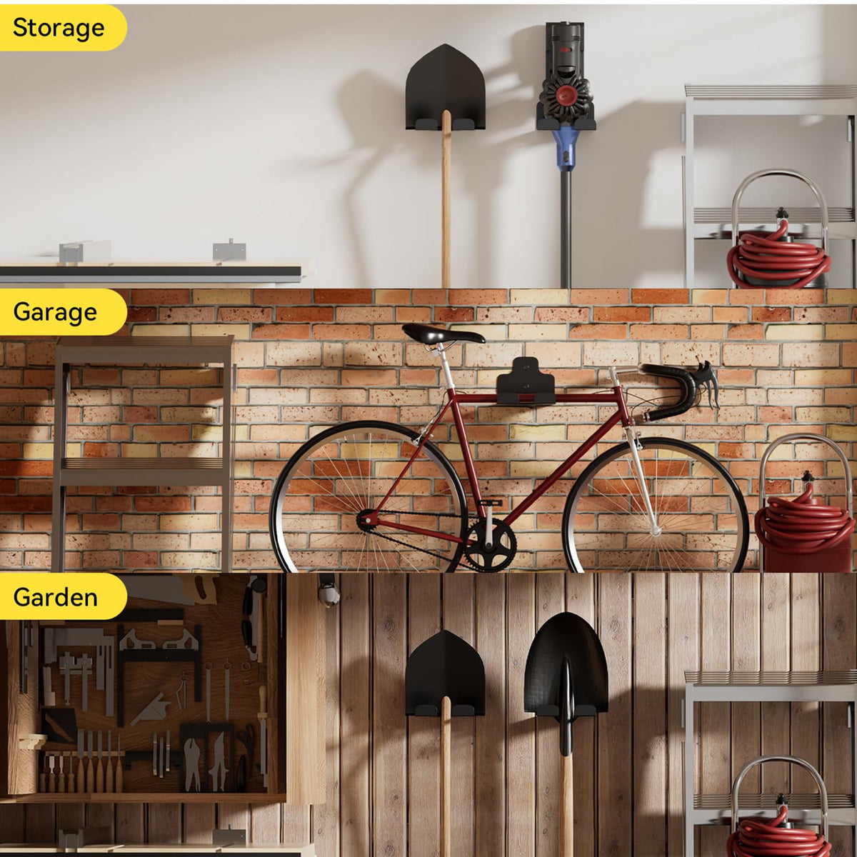 JNIHEEP tool storage solution frees up garage floor space and improves access.