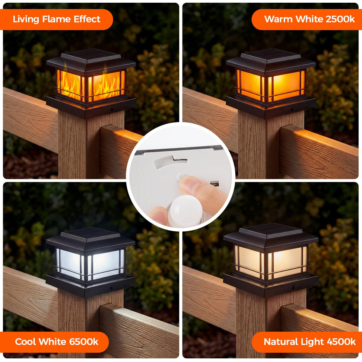 JOFIOS flame post-cap light adds cozy mood to decks and fences
