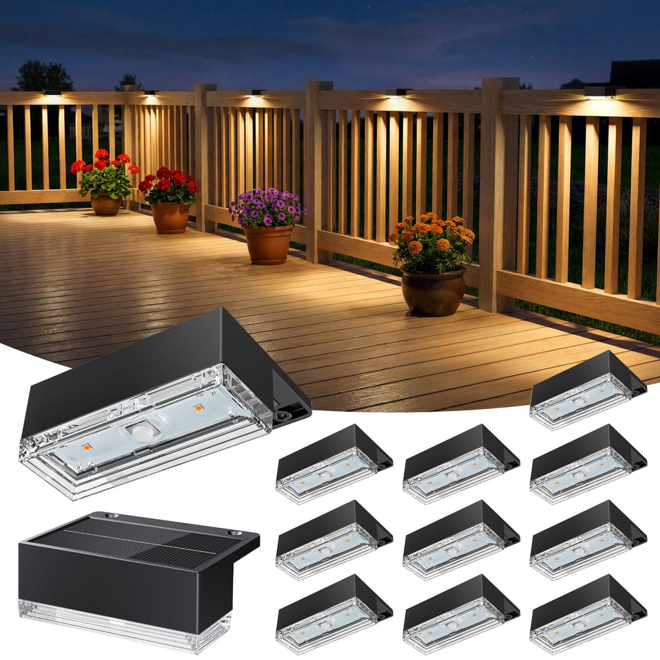JOFIOS solar deck lights front view showing compact design for stairs