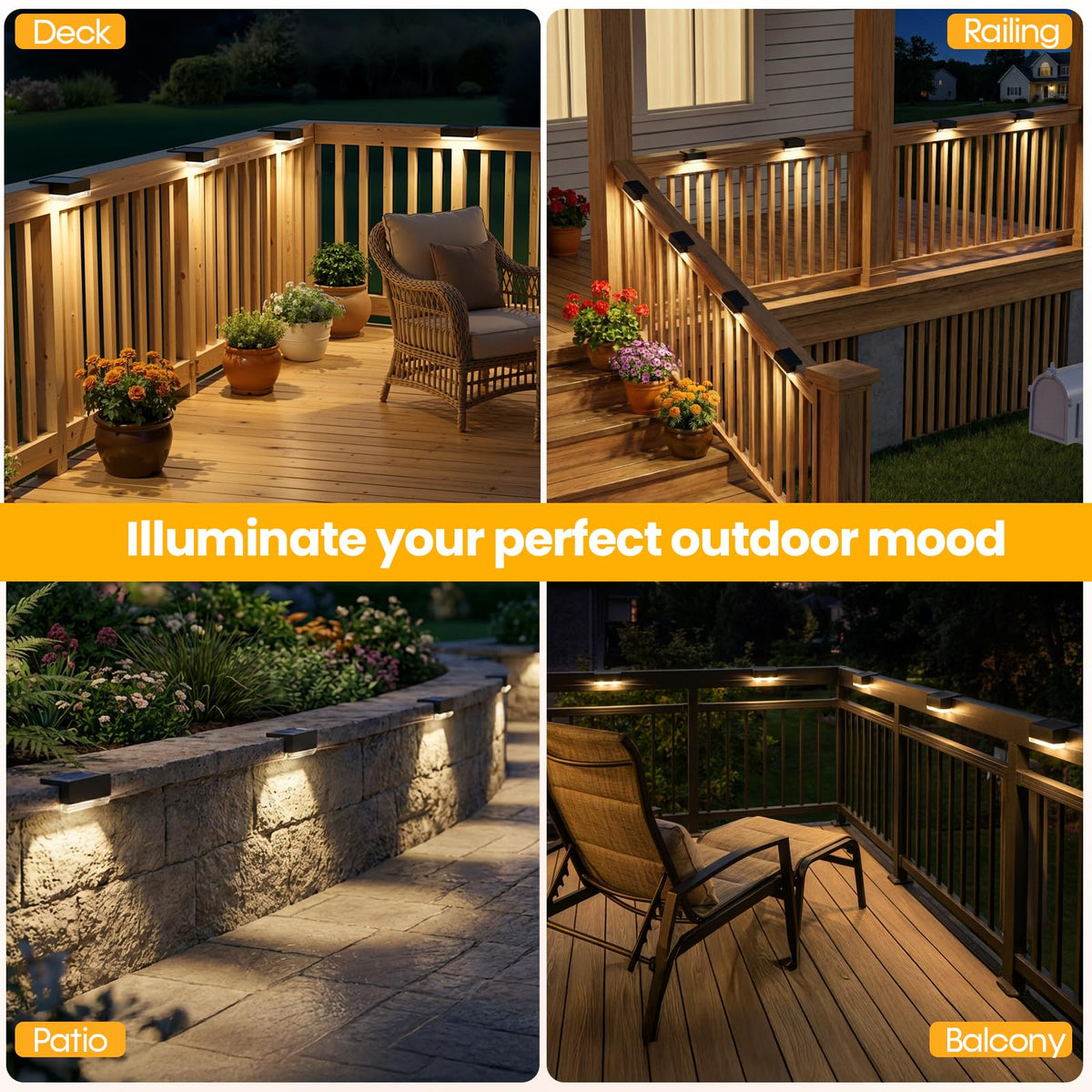 JOFIOS solar deck lights warm white mode creates cozy ambiance