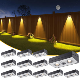 JOFIOS solar fence lights with a 50-lumen beam for bright yard illumination.