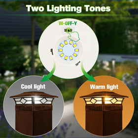 JOFIOS cool light mode post cap lights for vibrant daytime accents.