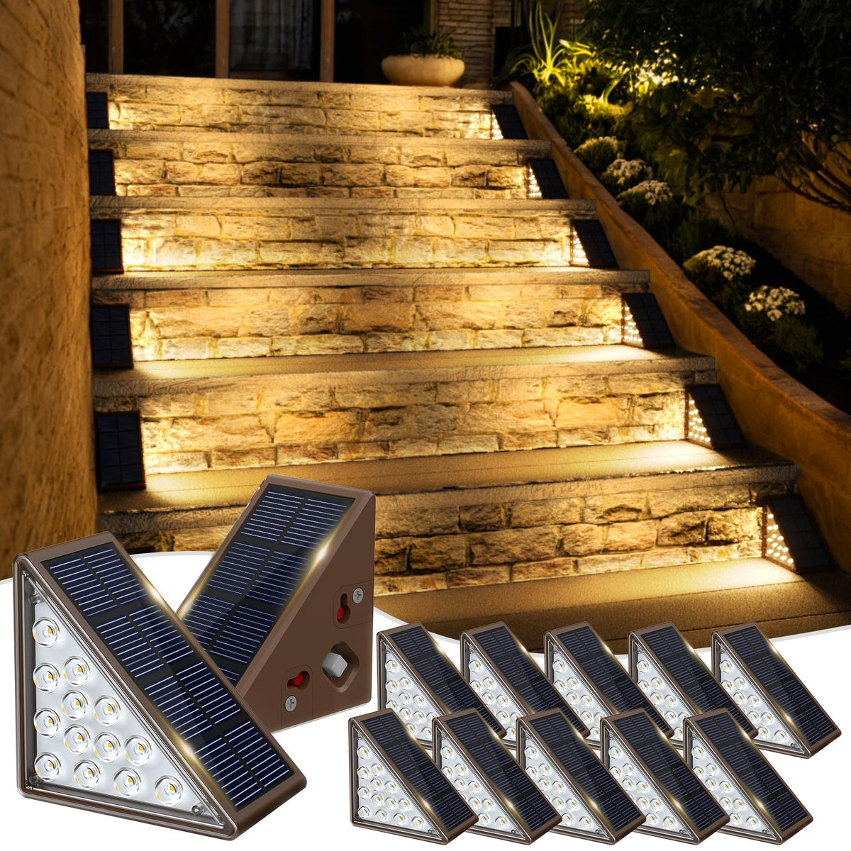 JOFIOS solar step lights illuminate outdoor stairs for safer night navigation