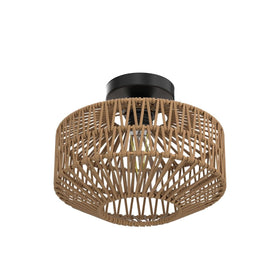 Jobtical hand-woven paper rattan shade adds texture and soft glow.