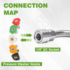 JOEJET extension wand at 120-degree angle to reach roofs and vehicle chassis.