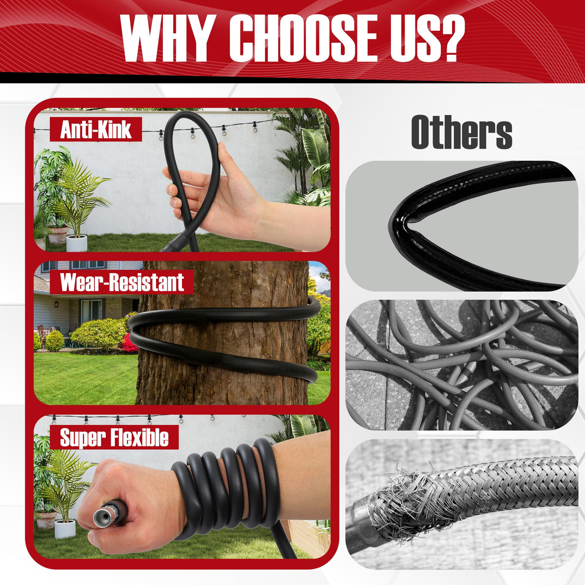 JOEJET 32ft hose neatly coiled for extended reach and kink resistance
