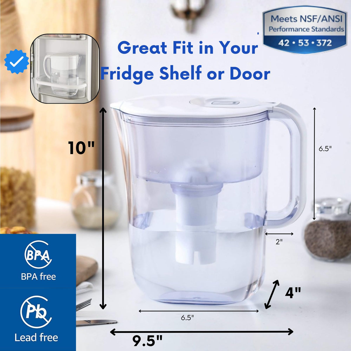 JOEY'Z Brita-compatible pitcher demonstrates seamless compatibility for replacements.