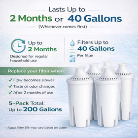 Sleek, BPA-free Joey'Z pitcher fits modern kitchen setups and Brita compatibility.