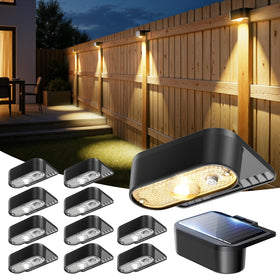 JOFIOS fence lights 12-pack illuminate outdoor paths with energy-saving solar power.