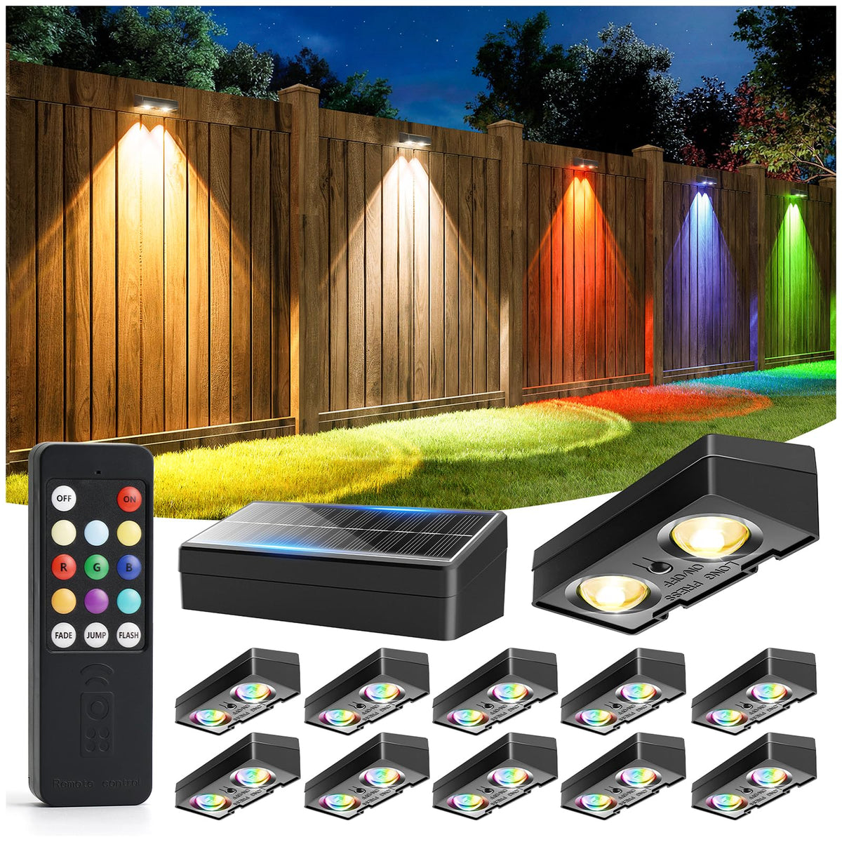 JOFIOS fence lights with remote control for effortless outdoor ambiance.
