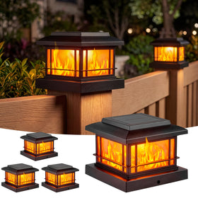 JOFIOS flickering flame post cap light for cozy outdoor ambience