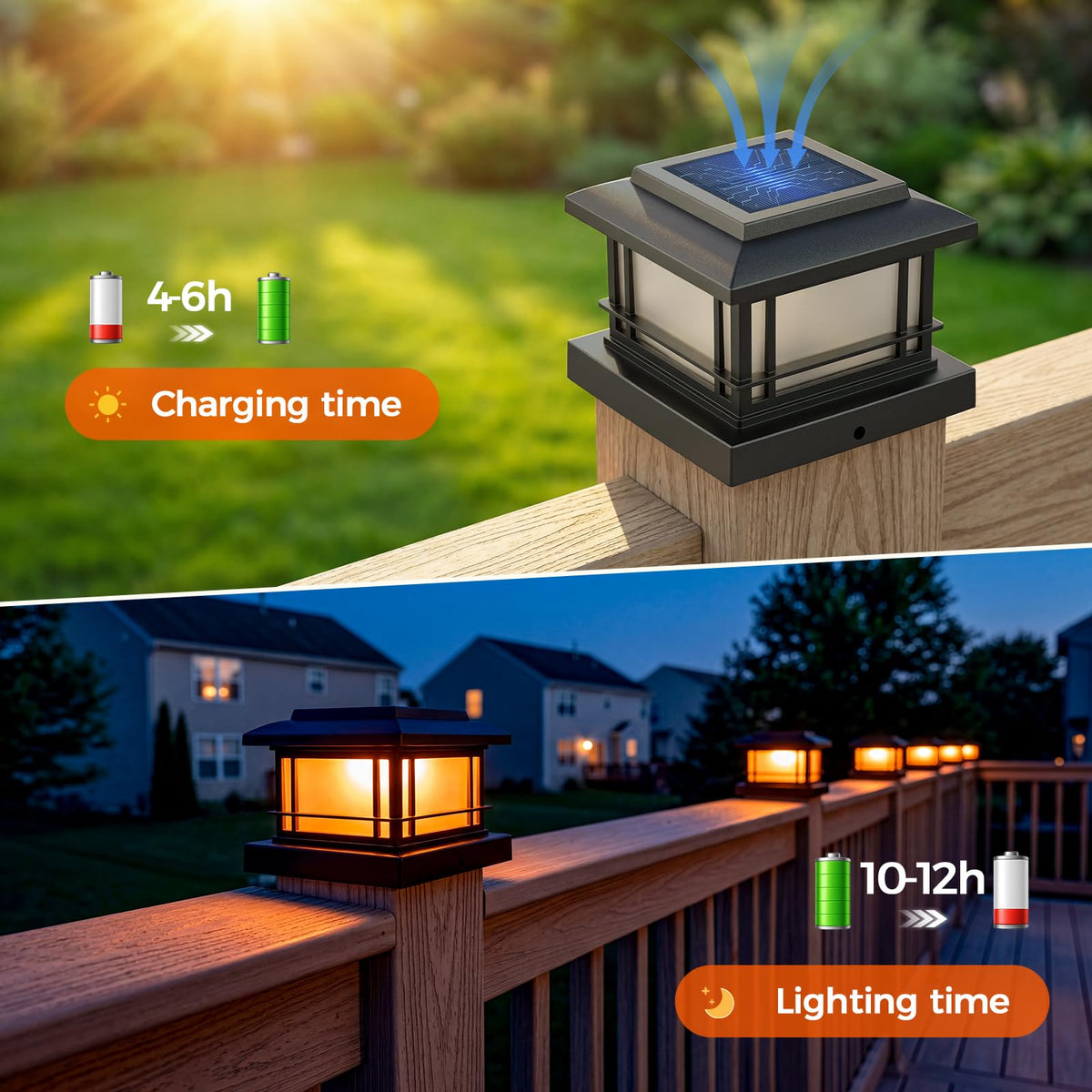 JOFIOS natural white mode post cap light for fence lines