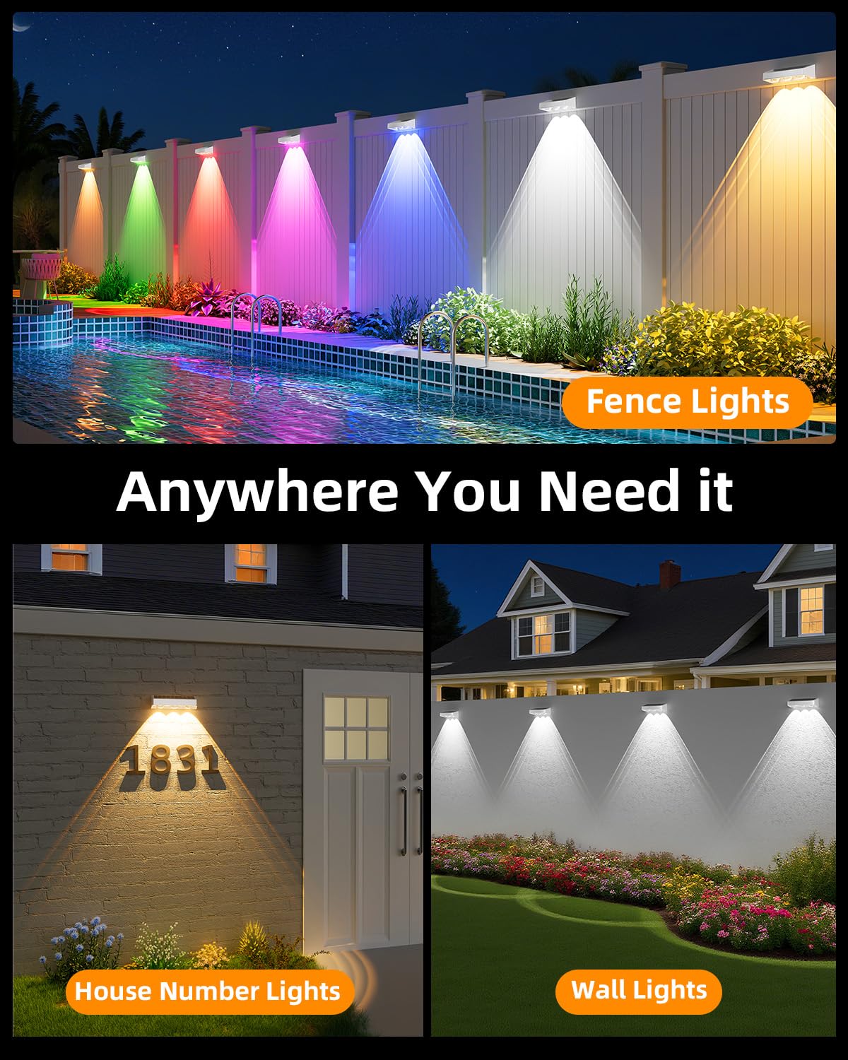 JOFIOS outdoor fence light enhances decks, stairs, and gardens.