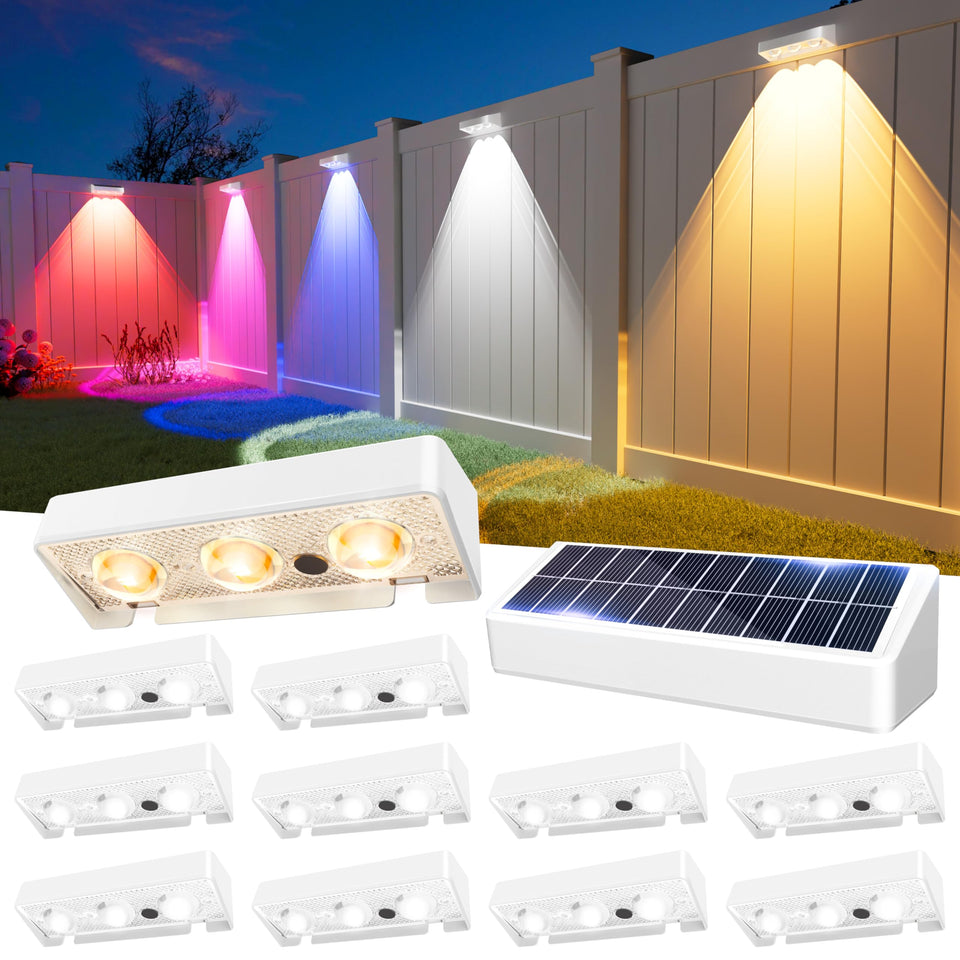 JOFIOS solar fence light with 9 colors offers flexible outdoor ambiance.