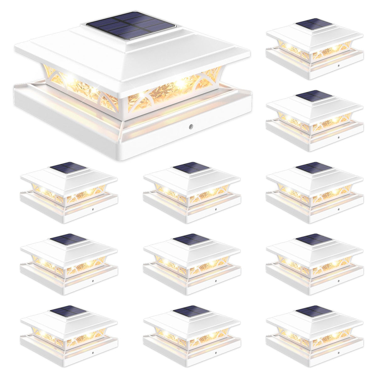 JOFIOS solar post cap lights on fence posts provide seamless dusk-to-dawn illumination.