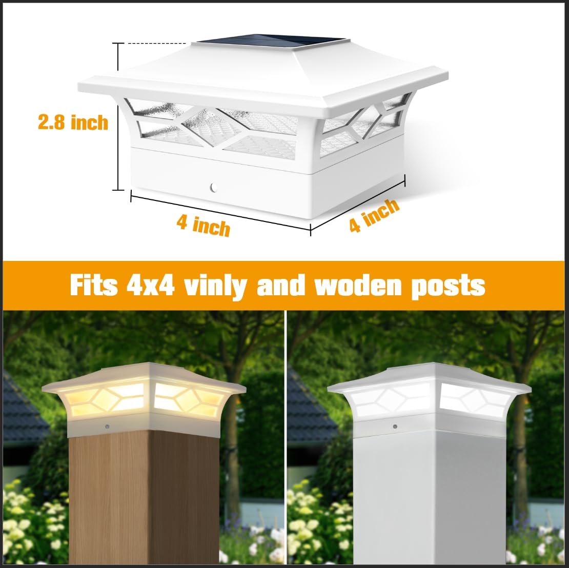 JOFIOS easy-install lights mount on 4x4 or 5x5 posts.