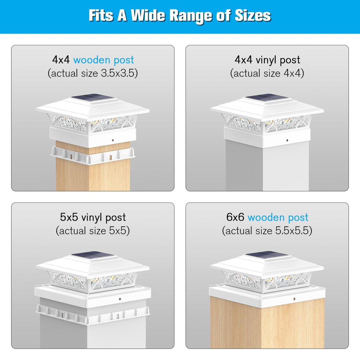 JOFIOS soft yellow mode creates cozy ambience on outdoor posts.