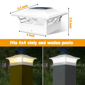JOFIOS solar post cap light in warm white along a deck pathway