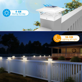 JOFIOS warm white glow enhances decks and pathways.