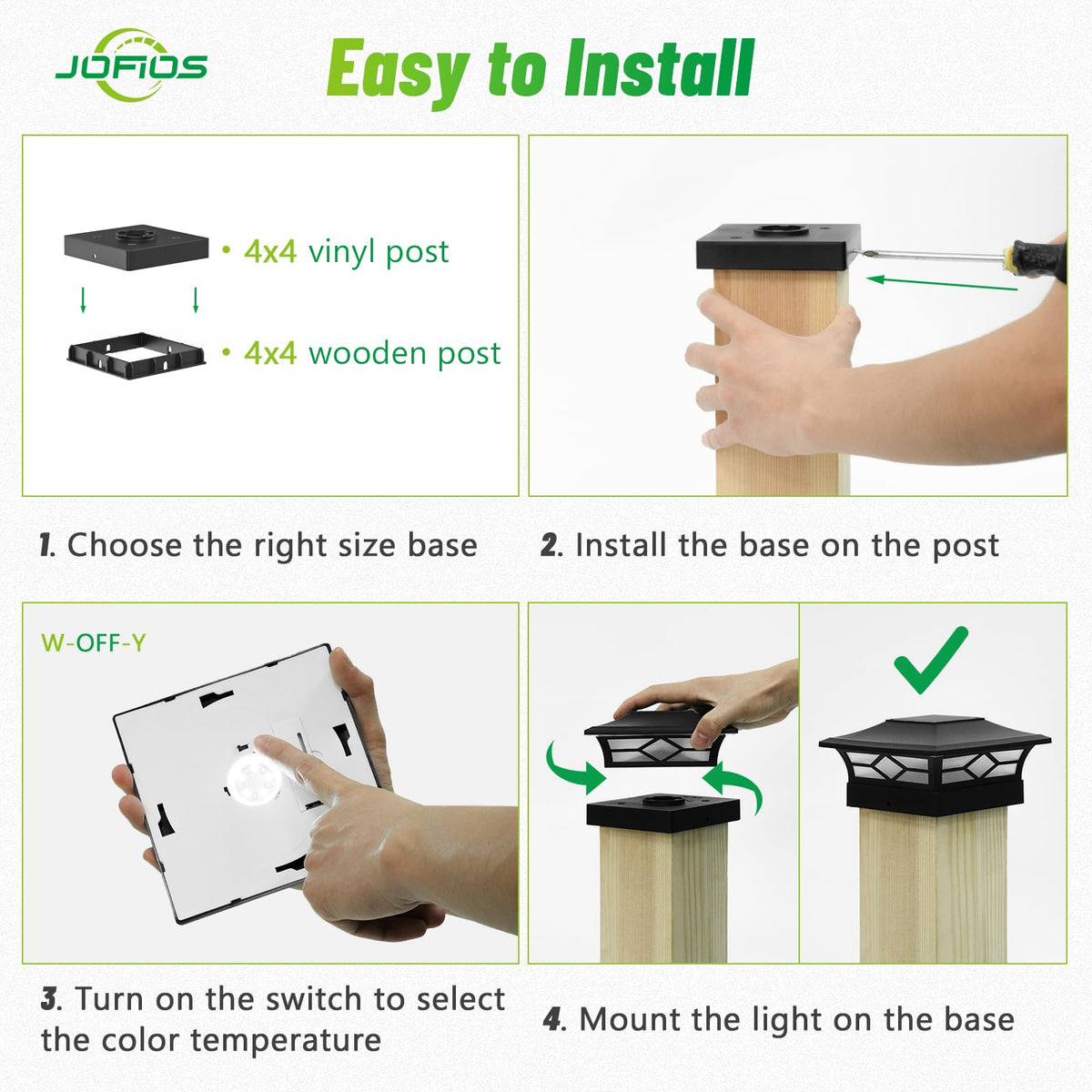 JOFIOS night illumination showcases post caps along porch and garden paths.