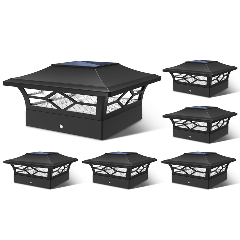 JOFIOS solar post cap lights illuminate a wooden deck for safer nighttime entertaining.