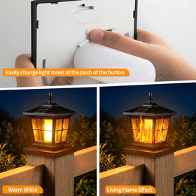 JOFIOS Solar Warm White Post Light in steady 2500K for subtle deck illumination.