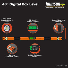 Johnson 1760-4800 digital box level with rigid frame resisting deflection