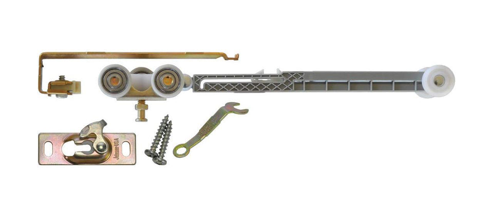 Johnson Hardware 1060 soft-close hanger installed for smooth operation.