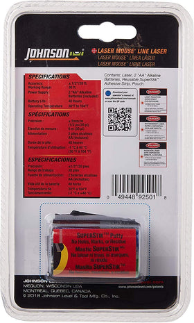 Johnson Laser Mouse adhesive back enables hands free setup on surfaces