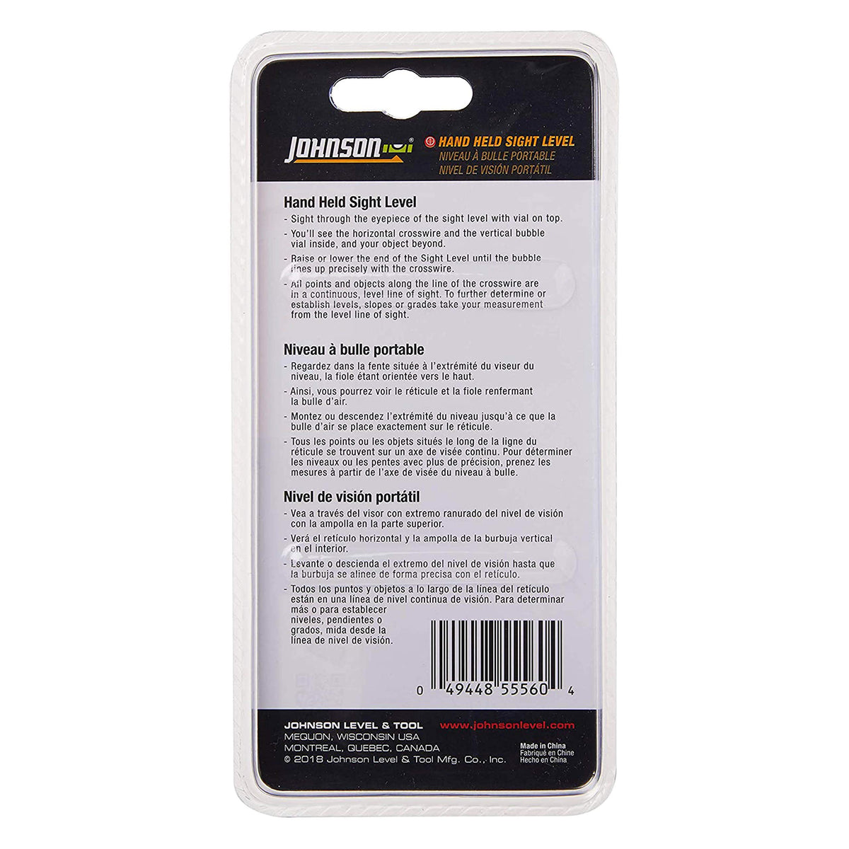 Johnson pocket-sized level measures 1.25 inches diameter for easy carry.