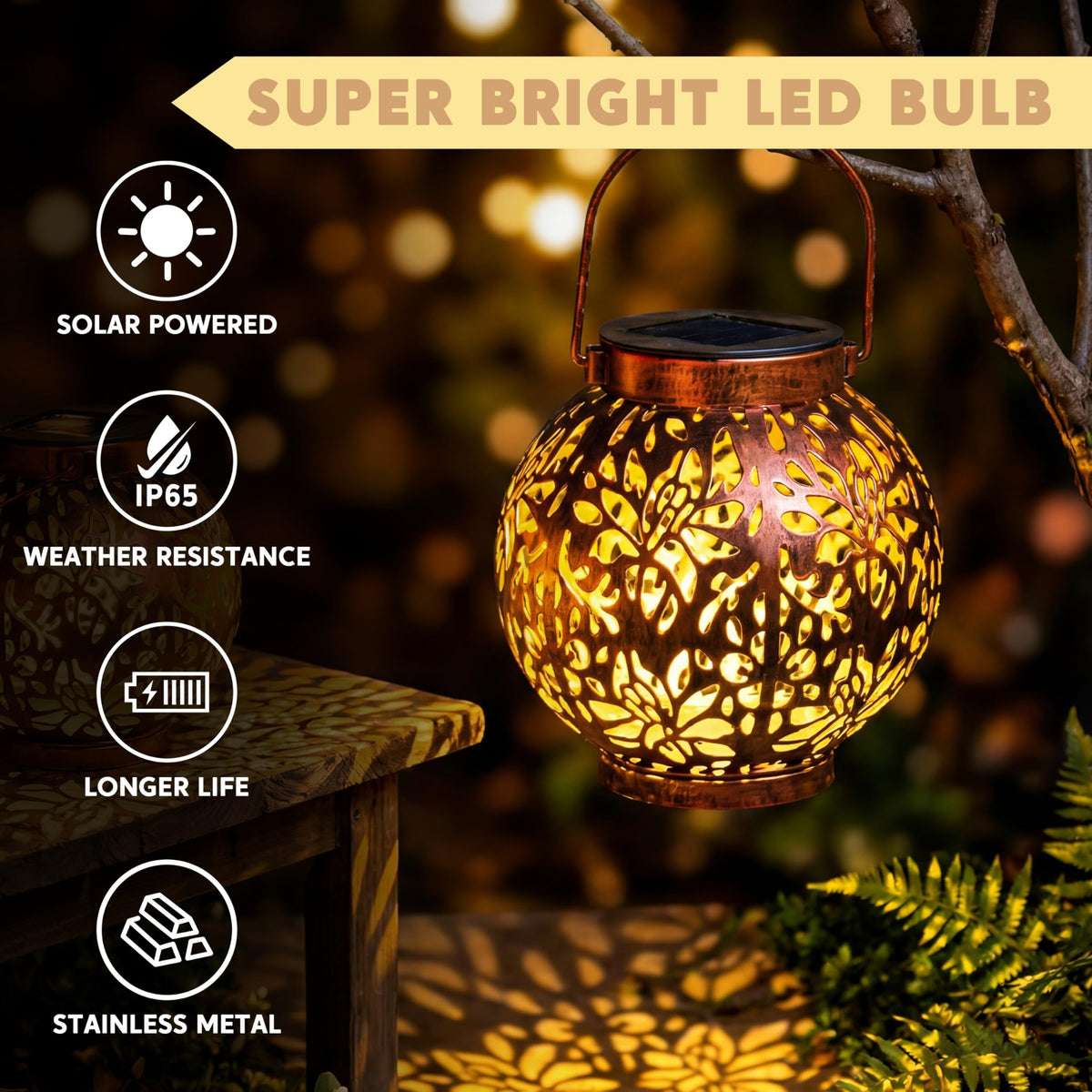Joiedomi lily flower design lantern adds rustic garden charm at night
