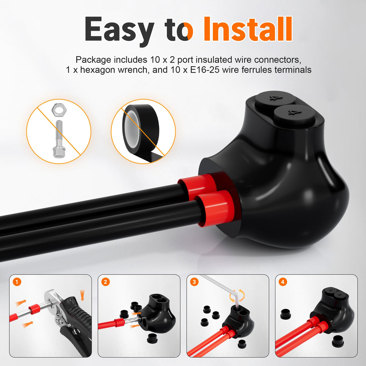 Joinfworld 2Port insulated multi tap connector with hex wrench and ferrules kit
