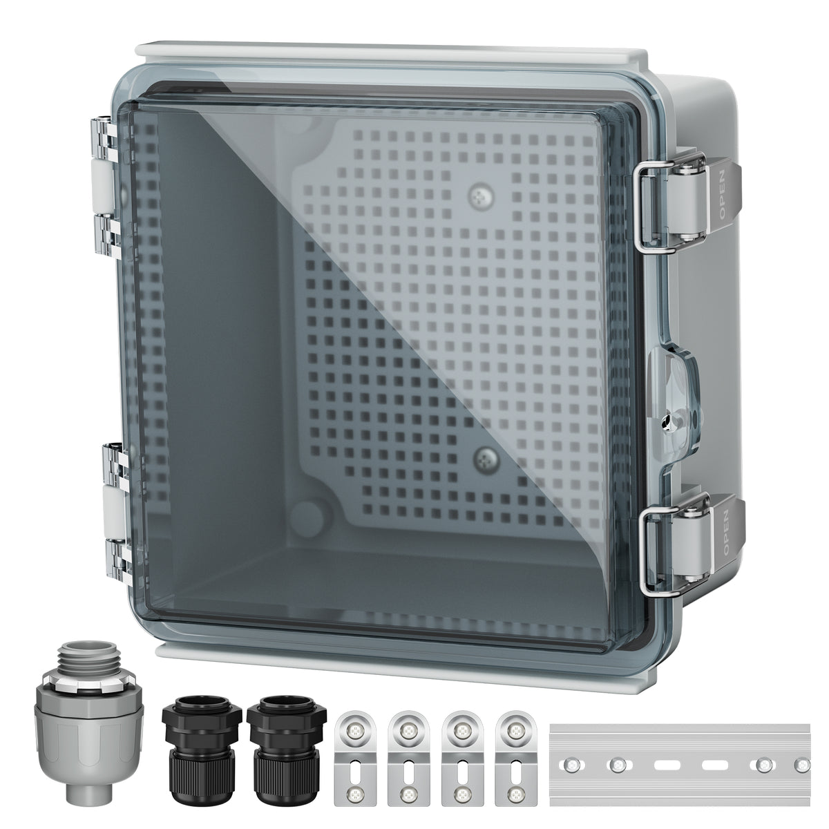 Joinfworld 6x6x4 outdoor box front view shows weatherproof enclosure for outdoor electronics