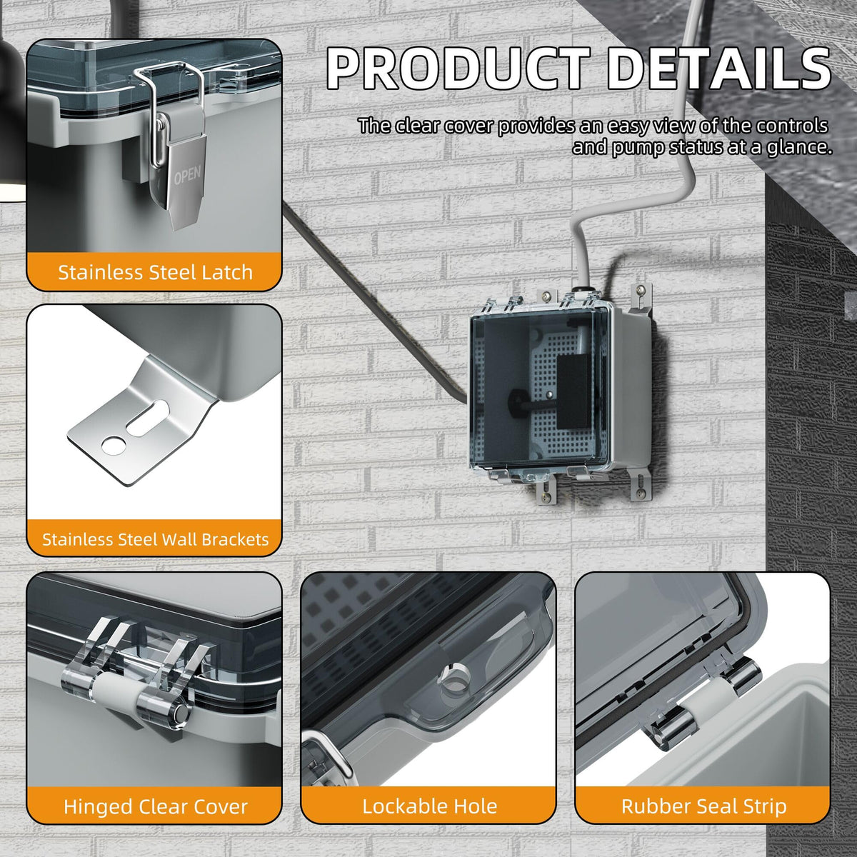 Joinfworld box with cable glands and wiring area illustrating easy outdoor wiring access